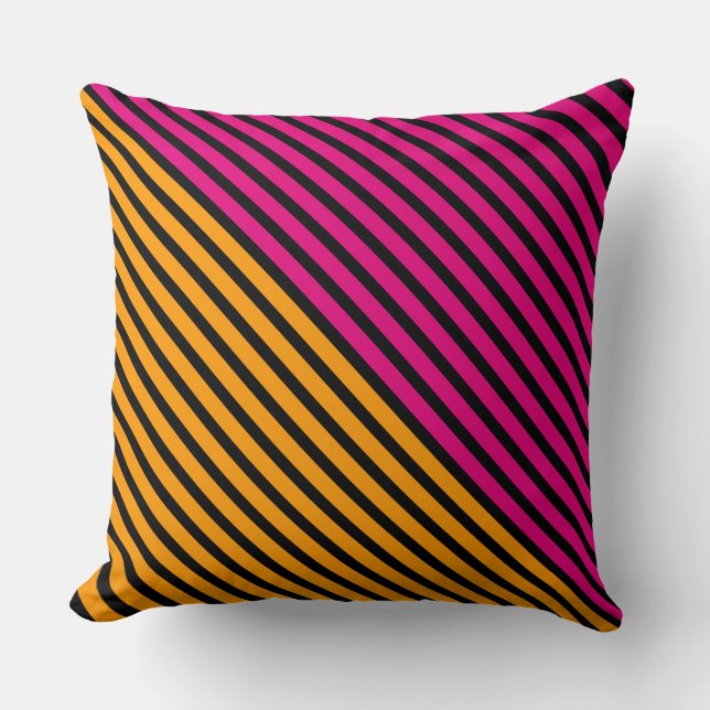 Black Narrow Stripes + uw achtergrondkleur en idee Kussen (Voorkant)