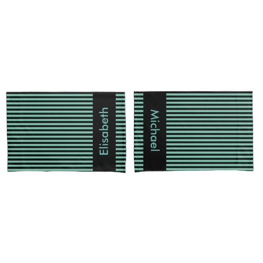 Black Narrow Stripes + uw achtergrondkleur en idee Kussensloop (Voorkant-Set)