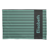 Black Narrow Stripes + uw achtergrondkleur en idee Kussensloop (Voorkant-Links)