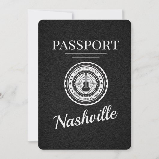 Black Nashville Passport Bewaar de datum Save The Date (Voorkant)