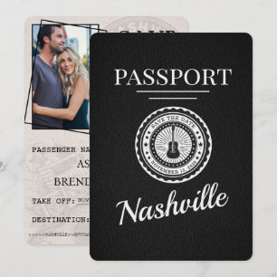 Black Nashville Passport Bewaar de datum Save The Date