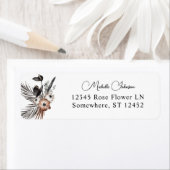 Black & Natural Floral Boho Return Address Label 2 (Insitu)