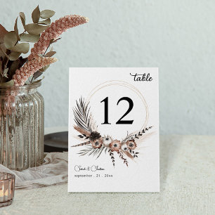 Black & Natural Floral Boho Wedding Kaart