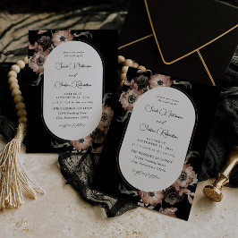 Black & Natural Floral Wedding - Black Kaart