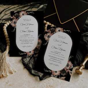 Black & Natural Floral Wedding - Black Kaart