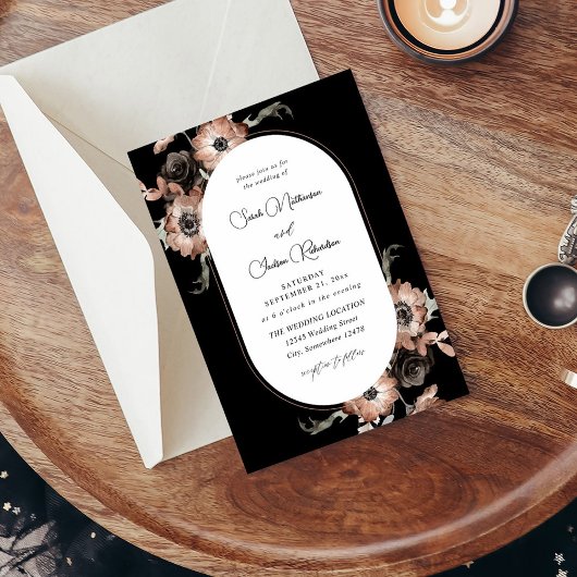 Black & Natural Floral Wedding - Black Kaart