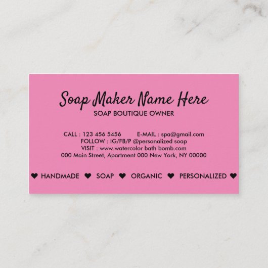 Black Natural Soap Logo Spa Bath Bomb Visitekaartje (Achterkant)