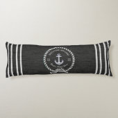 Black Nautical Boat Name Anchor Rope Welkom Lichaamskussen (Achterkant)