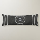 Black Nautical Boat Name Anchor Rope Welkom Lichaamskussen (Voorkant)