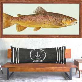 Black Nautical Boat Name Anchor Rope Welkom Lichaamskussen