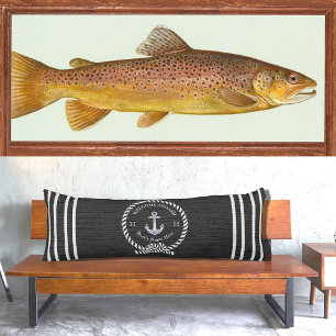 Black Nautical Boat Name Anchor Rope Welkom Lichaamskussen