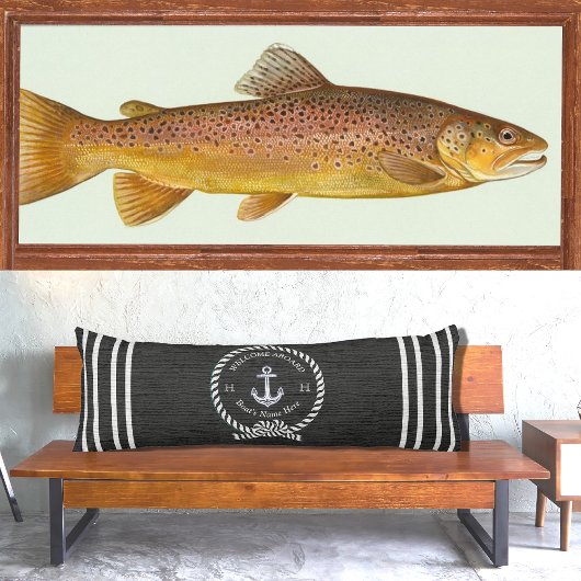 Black Nautical Boat Name Anchor Rope Welkom Lichaamskussen