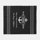 Black Nautical Boat Name Welcome Aboard Anchor  Fleece Deken (Voorkant (Horizontaal))
