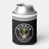 Black Nautical Monogrammed Bottle Cooler (Blikje Voorkant)