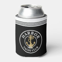 Black Nautical Monogrammed Bottle Cooler