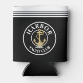 Black Nautical Monogrammed Bottle Cooler (Voorkant)