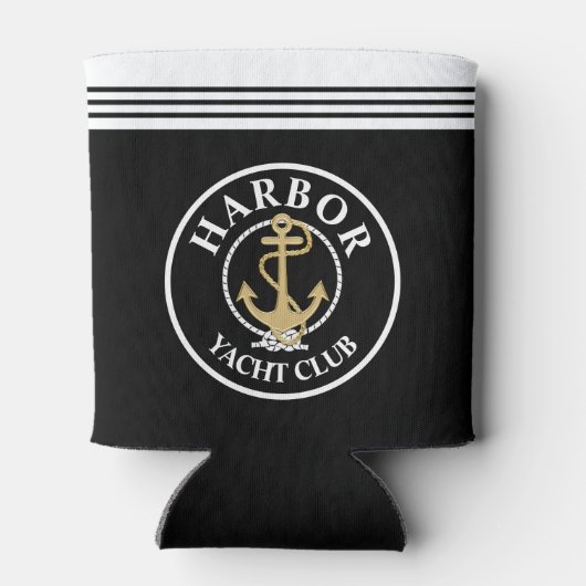 Black Nautical Monogrammed Bottle Cooler (Achterkant)