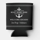 Black Nautical Welcome Aboard Boat Name Anchor Blikjeskoeler (Voorkant)