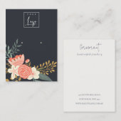 Black Navy Ambrosia Floral Logo Earring Display Visitekaartje (Voorkant / Achterkant)