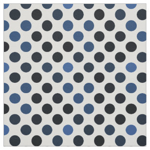 Black Navy Blue White Polka Dots Pattern Stof