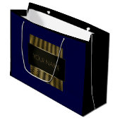 Black Navy Gold Minimal Name Luxury Branding Groot Cadeauzakje (Voorkant Gekanteld)