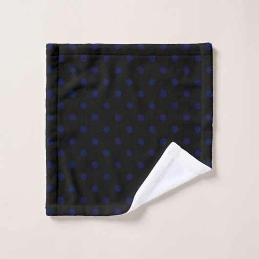 Black Navy Polka Dot Bad Handdoek (Wasdoekje)