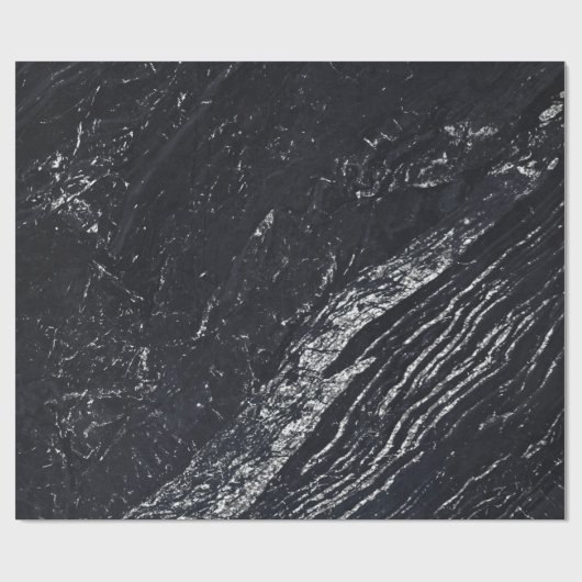 Black Navy Silver Gray Carrara Marble Stone Cadeaupapier (Vlak)