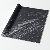 Black Navy Silver Gray Carrara Marble Stone Cadeaupapier (Uitgerold)