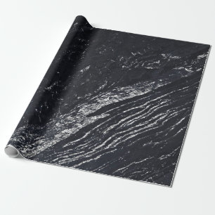 Black Navy Silver Gray Carrara Marble Stone Cadeaupapier