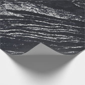 Black Navy Silver Gray Carrara Marble Stone Cadeaupapier (Hoek)