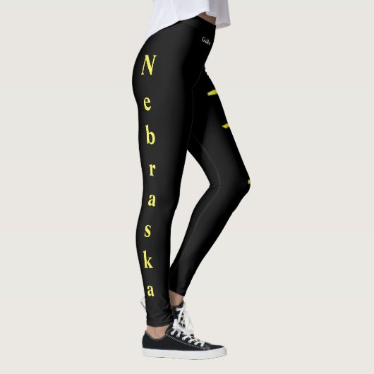Black Nebraska State Goldenrod Flower Leggings (Rechts)