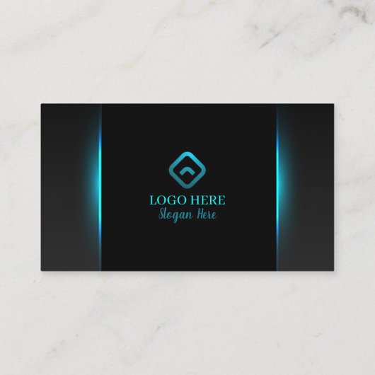 Black & Neon Blue Visitekaartjes 16 Pack van 100 (Achterkant)