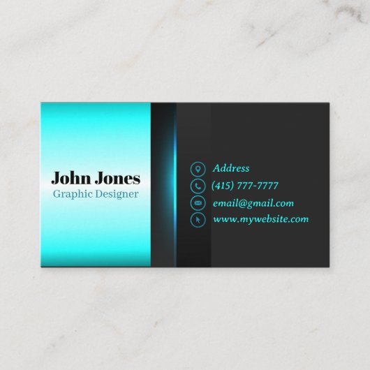 Black & Neon Blue Visitekaartjes 16 Pack van 100 (Voorkant)
