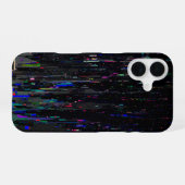 Black Neon Digital Glitch iPhone 16 Hoesje (Achterkant horizontaal)