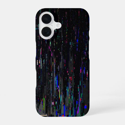 Black Neon Digital Glitch iPhone 16 Hoesje (Achterkant)