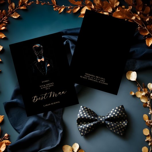 Black & Neon Effect Groomsman Silhouette Wedding