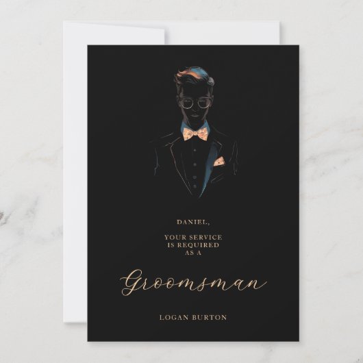 Black & Neon Effect Groomsman Silhouette Wedding (Voorkant)