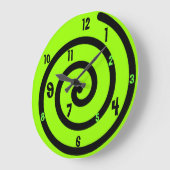 Black & Neon Green Spiral Wall Clock Grote Klok (Hoek)