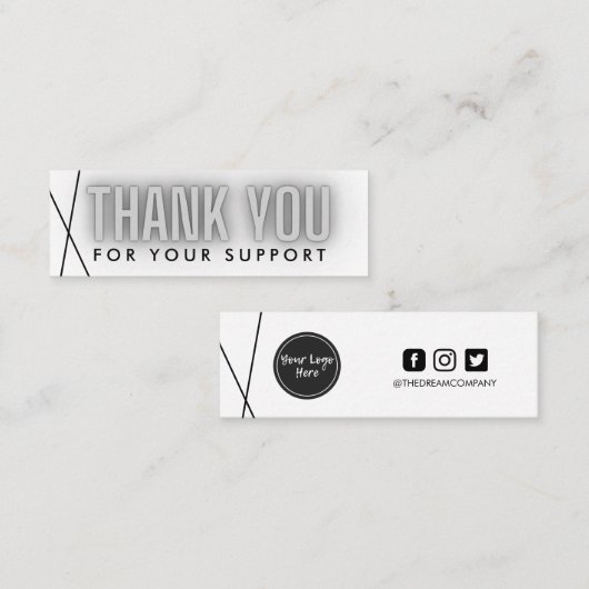 Black Neon Hartelijk dank voor Geometrische media  Mini Visitekaartje (Voorkant / Achterkant)