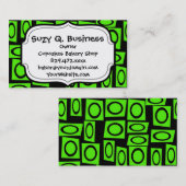 Black Neon Lime Green Fun Cirkel Square Pattern Visitekaartje (Voorkant / Achterkant)