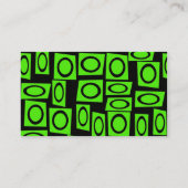 Black Neon Lime Green Fun Cirkel Square Pattern Visitekaartje (Achterkant)