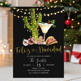 Black Neon Mexican Feliz Navidad Holiday Fiesta Kaart