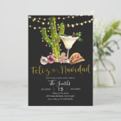 Black Neon Mexican Feliz Navidad Holiday Fiesta Kaart (Staand voorkant)