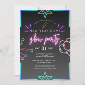 Black Neon New Years Eve Kaart (Voorkant)