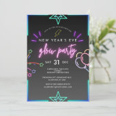 Black Neon New Years Eve Kaart (Staand voorkant)