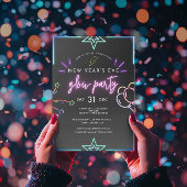 Black Neon New Years Eve Kaart