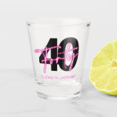 Black Neon Pink 40th Birthday Shot Glass Glas (Voorkant)