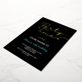 Black Net Gouden Script 50ste Verjaardagsfeestje Folie Uitnodiging (Gedraaid)
