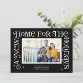 Black New Home for the Holidays Photo  Feestdagenkaart (Staand voorkant)