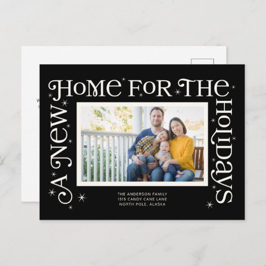 Black New Home for the Holidays Photo Feestdagenkaart (Voorkant / Achterkant)